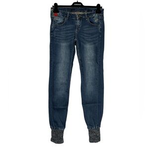 DESIGUAL Ruched Ankle Embroidered Jeans